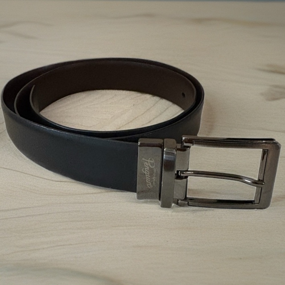 Original Penguin Black Belt with Silver Buckle